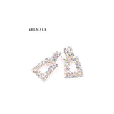 Aretes colgantes rectangulares con diamantes de imitación
