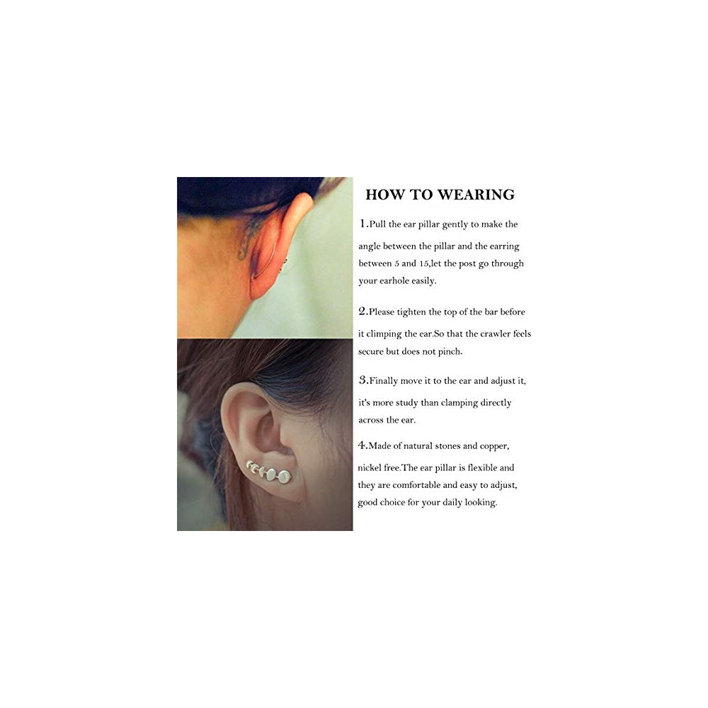 Aretes tipo escaladores de las fases de la luna para mujer