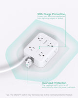 Regleta protectora contra sobretensiones, plano, 8 tomas