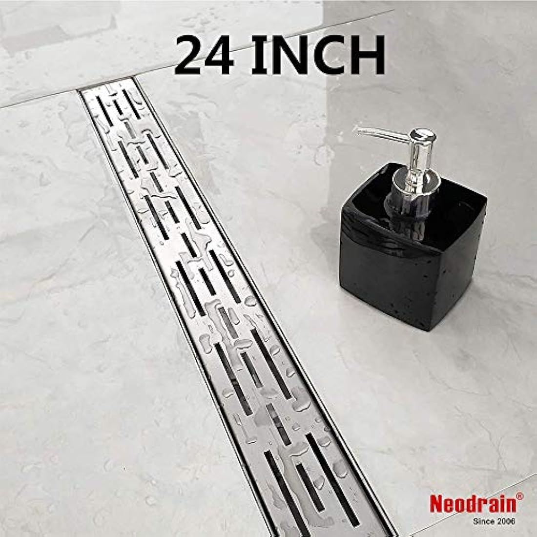 Desagüe ducha lineal rectangular de 24 pulgadas con rejilla