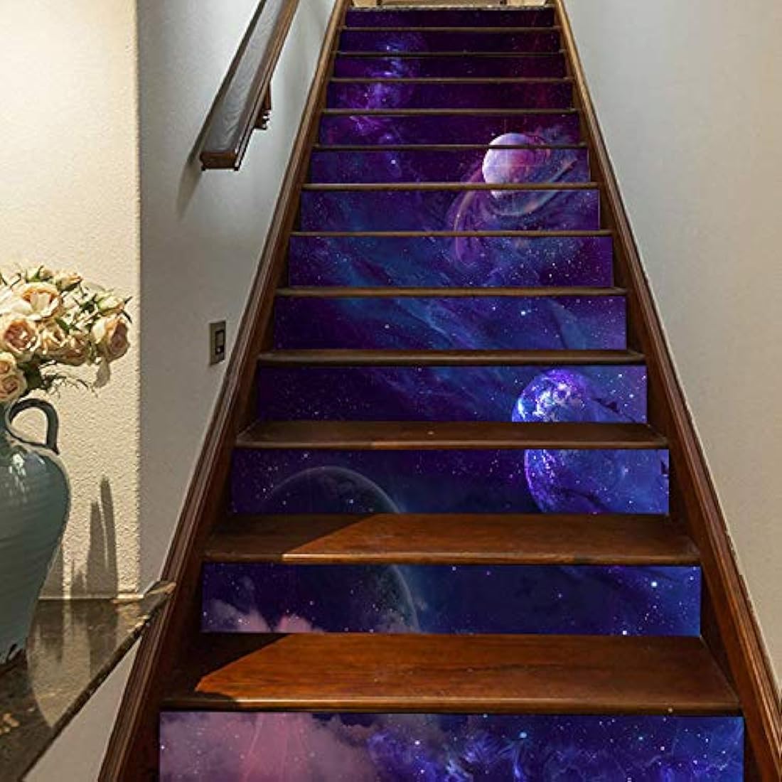 pegatina 3D Galaxy removibles para escalera del hogar