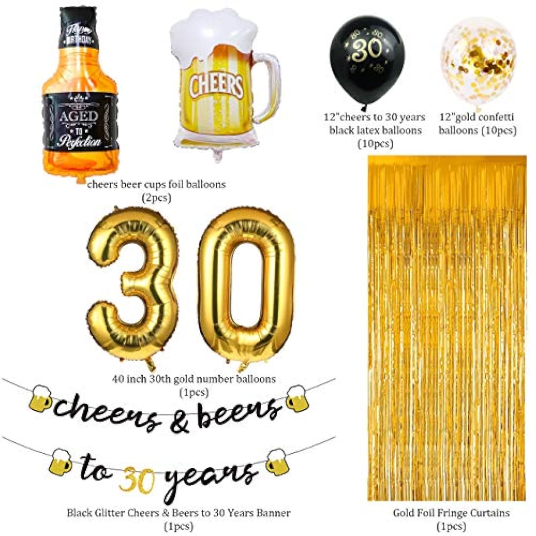 Kits de Decoración de 30 cumpleaños/83 piezas.Cefanty_Direct