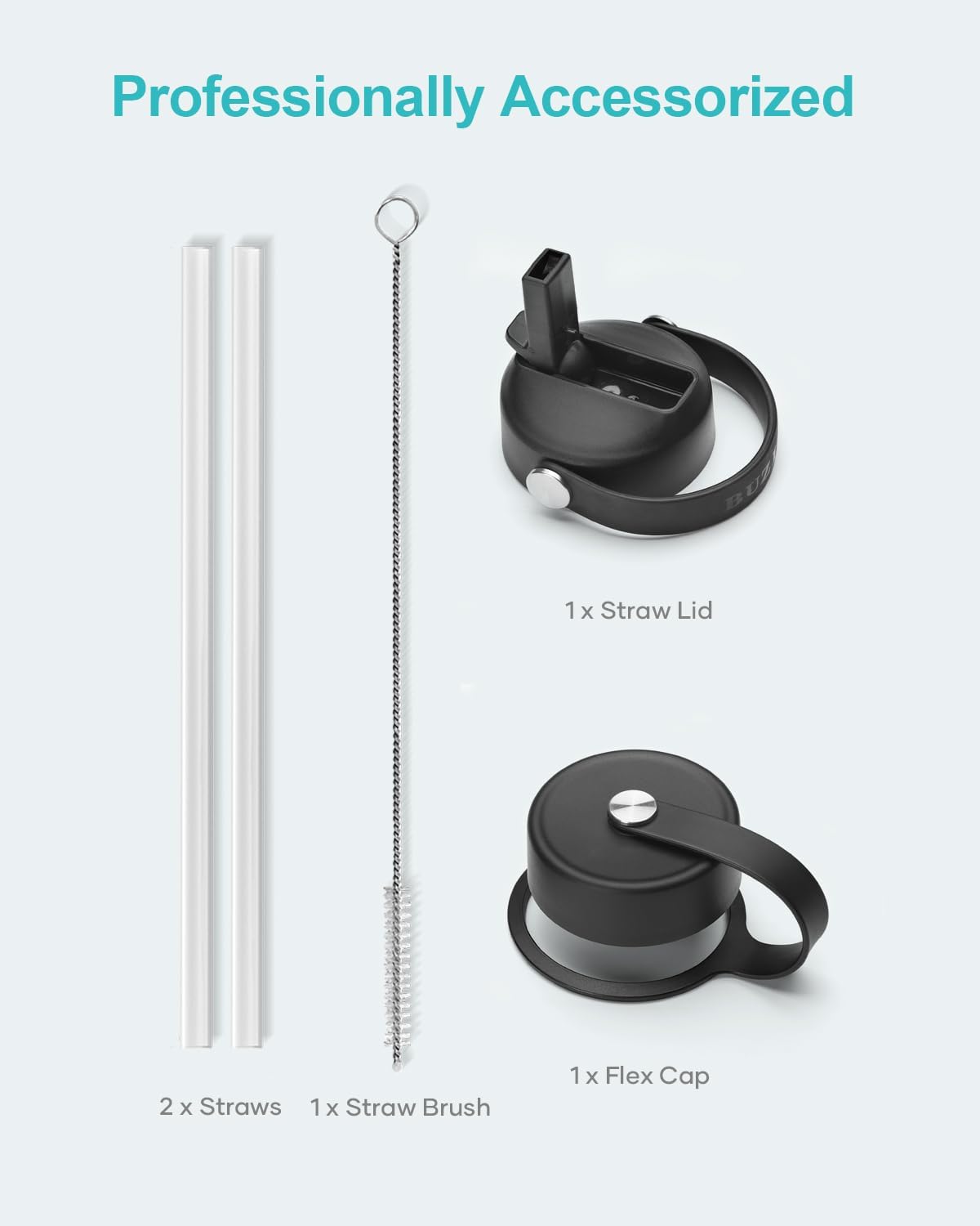 Botella de agua BUZIO 32 oz, acero inoxidable, aislada al vacío