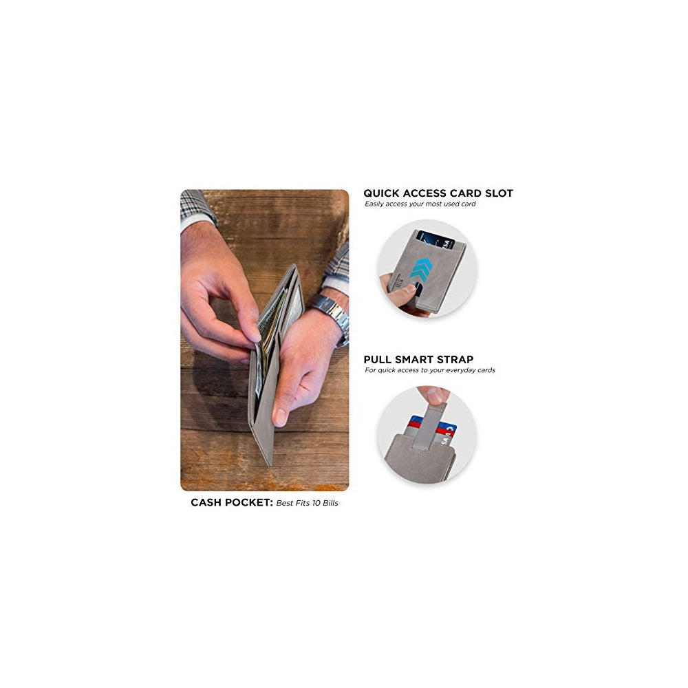 Billetera delgada de piel auténtica con bloqueo RFID