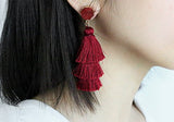 Aretes de borla de colores diseño bohemio con borla