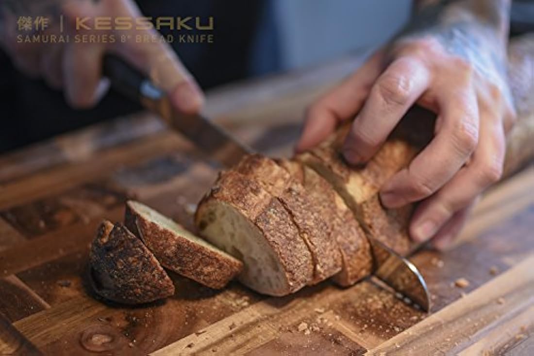 kessaku - cuchillo de pan grabado acero de alto carbono