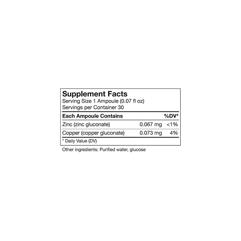 Suplemento Oligo-Elemento de Zinc-Cobre  30 Ampollas
