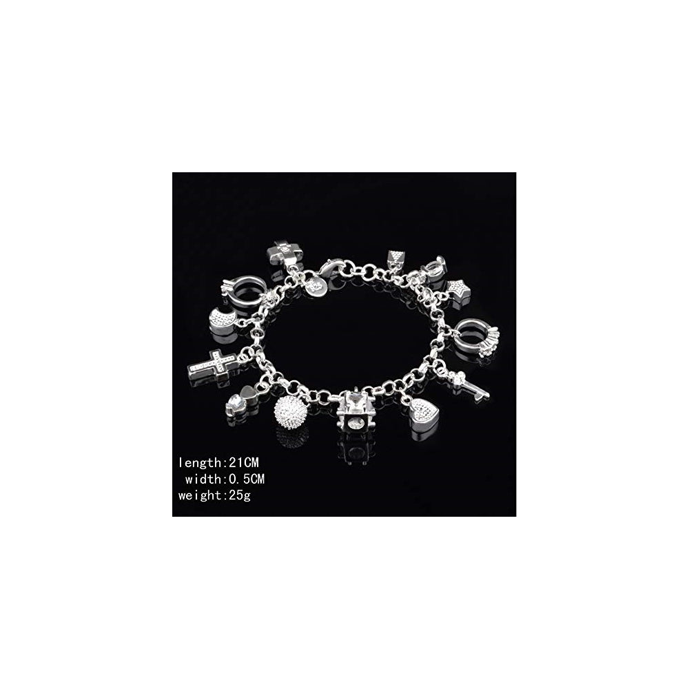 Pulseras y tobilleras de plata con 13 piezas colgantes