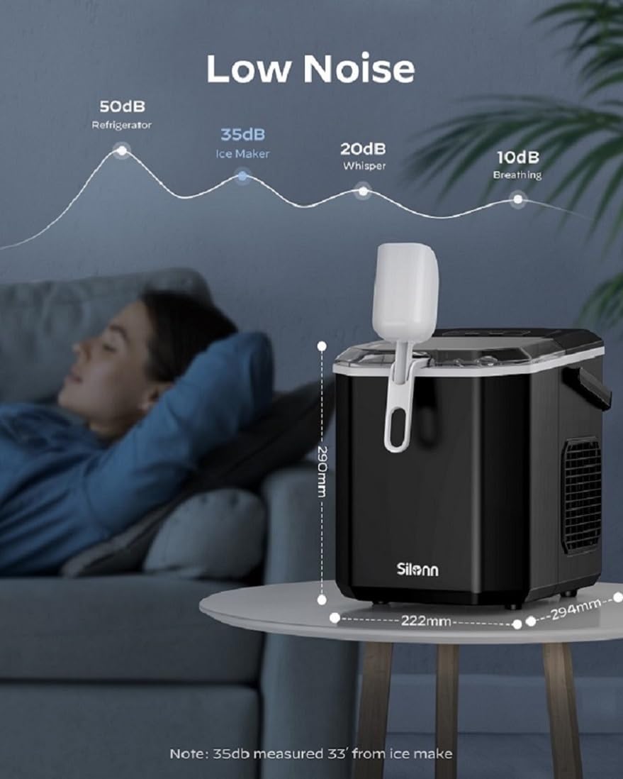 Máquina de Hielo Silonn, portátil, 26 lbs/día, auto-limpieza