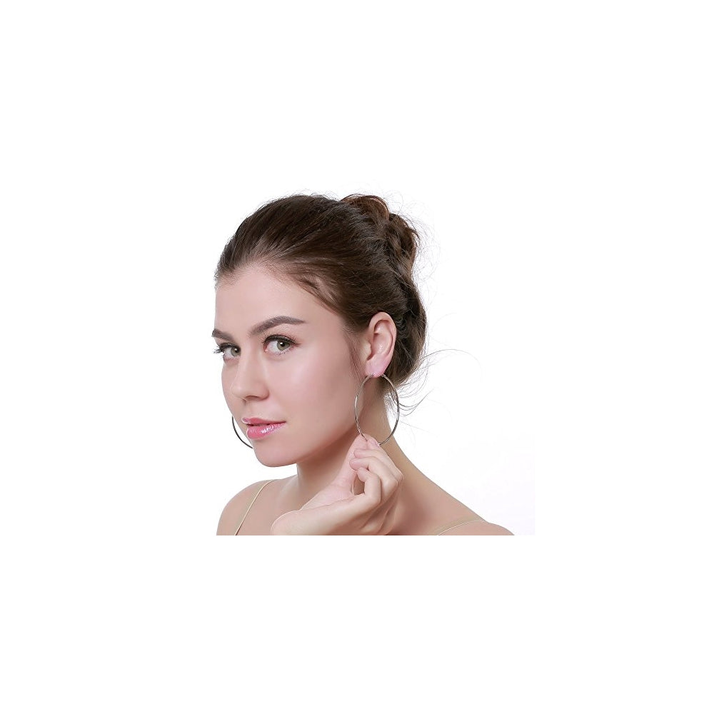 Aretes de aro grandes de plata hipoalergénicos para mujeres