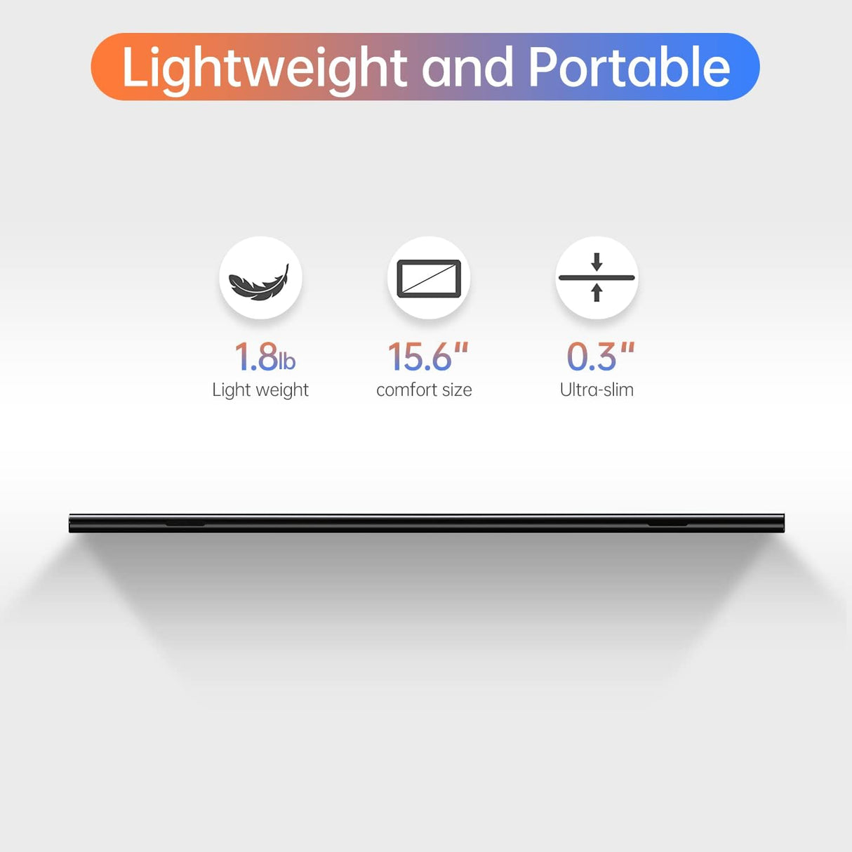 Monitor portátil 15.6 1080P USB-C HDMI, Ultra delgado, IPS