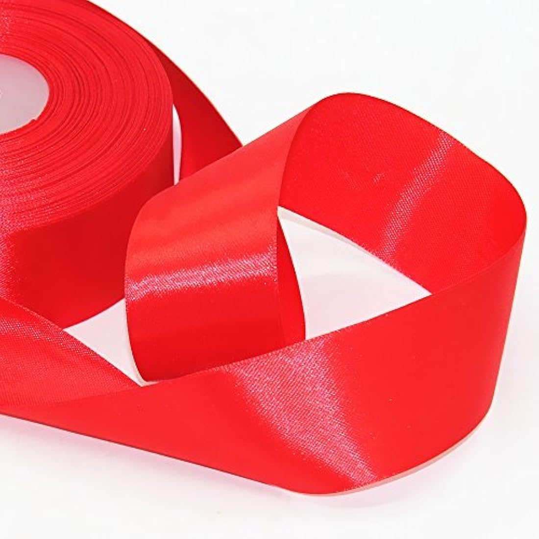 M-W 1 – 1/2 de ancho rojo cinta de satén 50 yards sólida