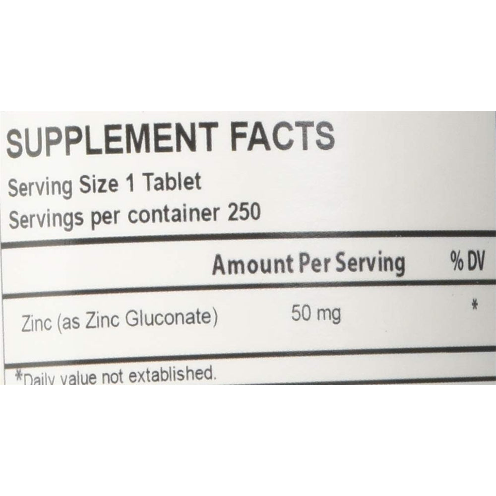 Suplemento Gluconato de zinc vegano Gluconato  50 mg 250und