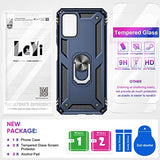 LeYi Funda compatible con Samsung A03S, funda para Galaxy A03S con [2 unidades] protector de pantalla de vidrio templado, [grado militar], funda magnética con función atril para Samsung Galaxy A03S (6.5 pulgadas), azul