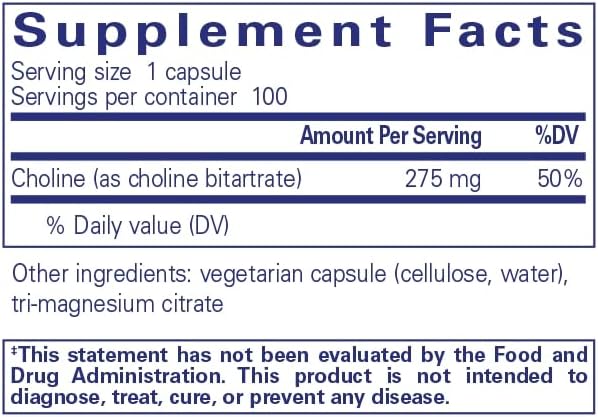 Suplemento Pure Encapsulations Colina (bitartrato)  100 und