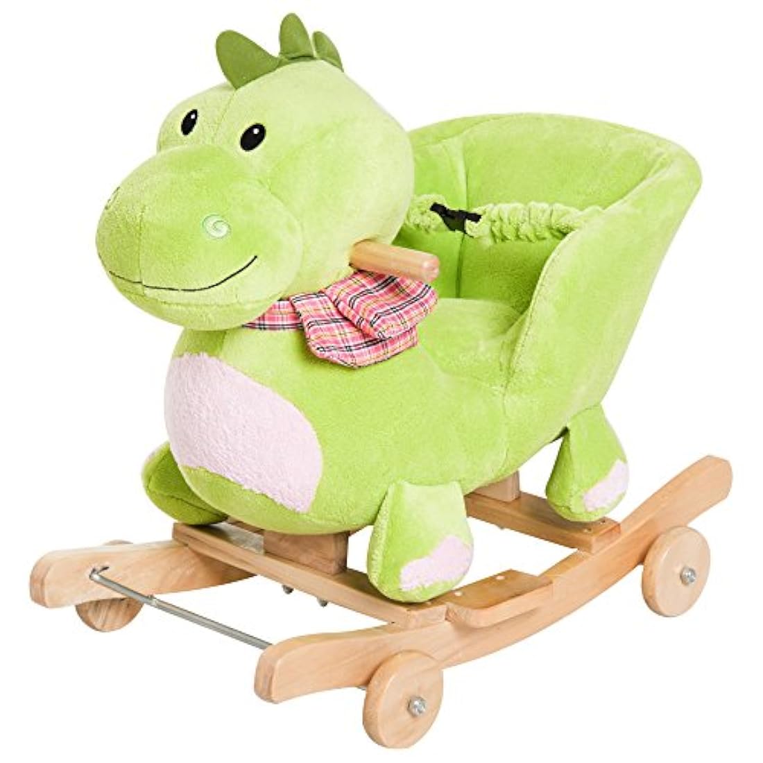 Cochecito de peluche con dinosaurio balancín