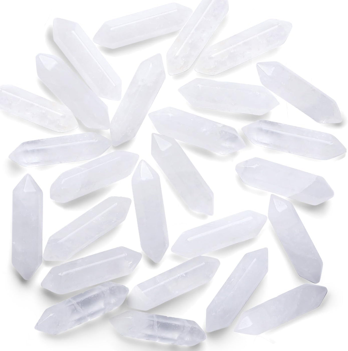 Juego de 10 varitas de cristal curativo de cuarzo transparente