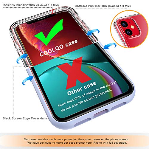 COOLQO - Funda transparente de silicona de cuerpo completo 360º a prueba de golpes, compatible con iPhone 12 / iPhone 12 Pro de 6.1 pulgadas [con 2 protectores de pantalla de vidrio templado]