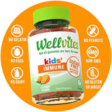 Wellvites Kids inmune diario libre de azúcar libre de gomitas veganas: vitamina C – edulcorante, libre de gluten, sin gelatina y sin OMG, 60 unidades (suministro de 30 días)