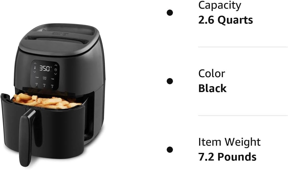 Freidora de Aire DASH Tasti-Crisp™ 2.6 Qt, Compacta, Digital