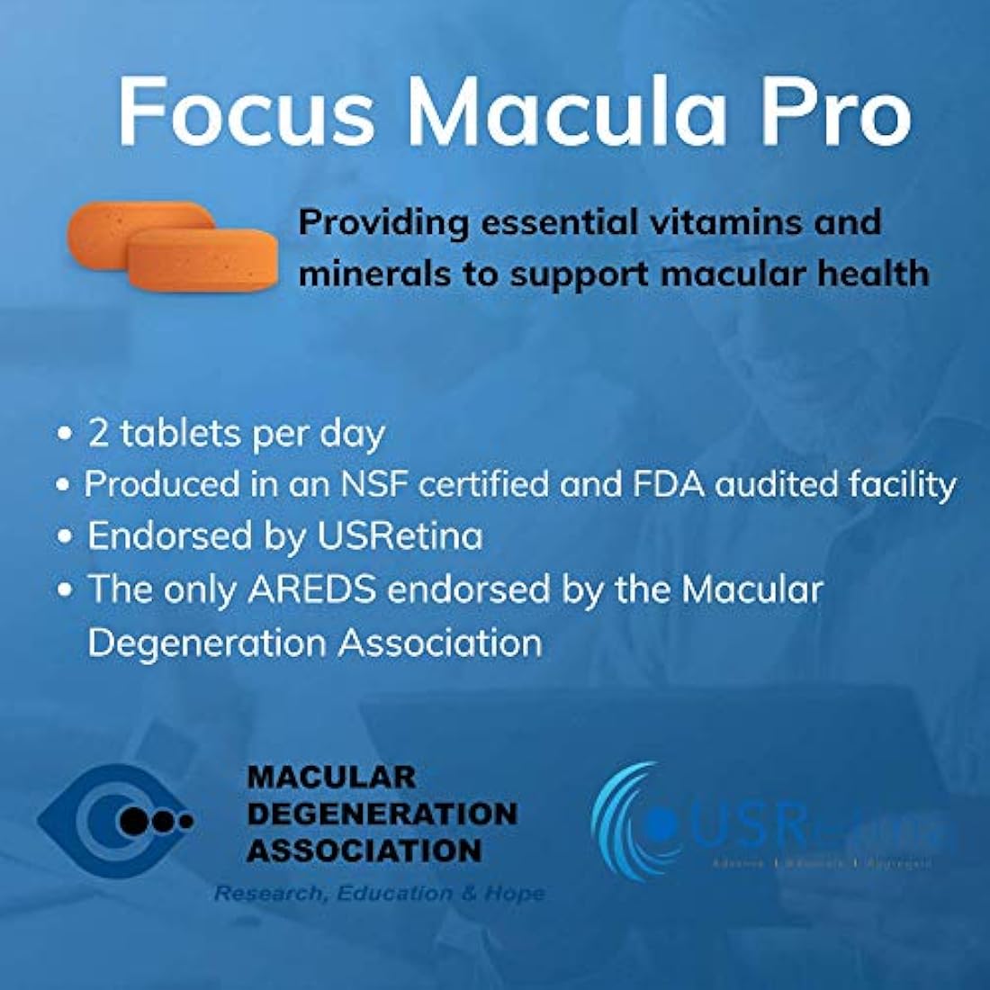 Focus MaculaPro - AREDS Based Eye Vitamin-Mineral Supplement (180 ct. 90 Day Supply) -AREDS Based Vitamins for Non-Smokers - AREDS Based Supplements