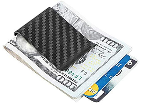 Travelambo - Monedero de fibra de carbono con clip frontal