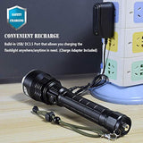 Linterna potente recargable impermeable con LED P50 más brillante 6000 lúmenes linterna táctica súper brillante mejor para senderismo, caza, camping, deportes al aire libre (incluye batería 26650)