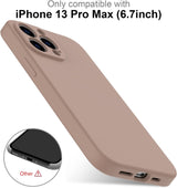 DEENAKIN Funda para iPhone 13 Pro Max con protector de pantalla, cubierta de goma de gel de silicona líquida suave y duradera para iPhone 13 Pro Max de 6.7 pulgadas, color marrón claro
