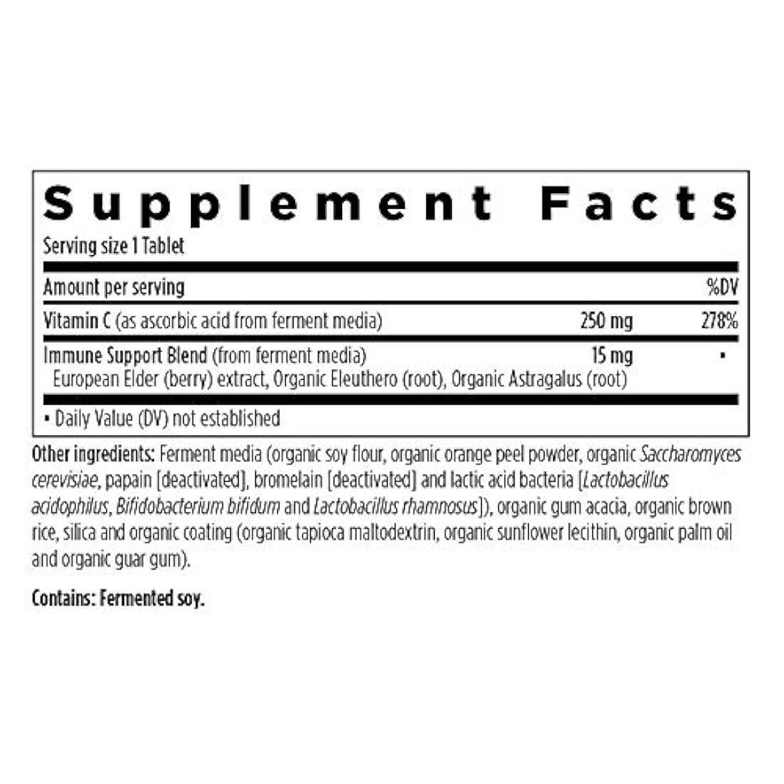 Vitamina C + Elderberry para inmunidad, nuevo capítulo, vitamina C fermentada, hierbas de alimentos enteros + protección de colágeno, un día a día, 100% vegetariano, sin gluten – 60 ct (suministro de 2 meses)