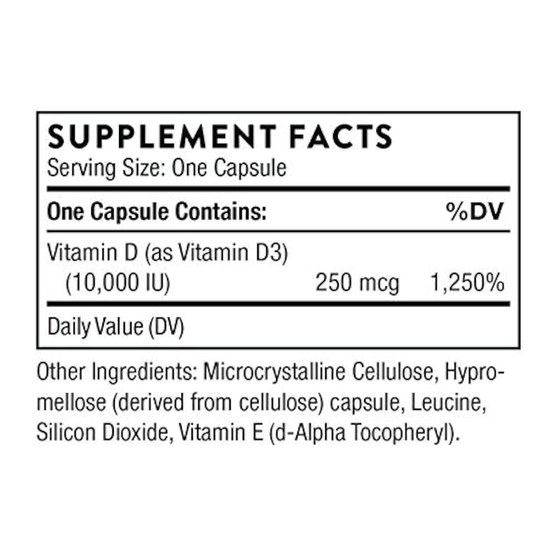 Suplemento alimenticio con vitamina D-10,000 y vitamina D3 (10,000 IU) para unos huesos y músculos sanos (60 cápsulas), de Thorne Research , D148, 1