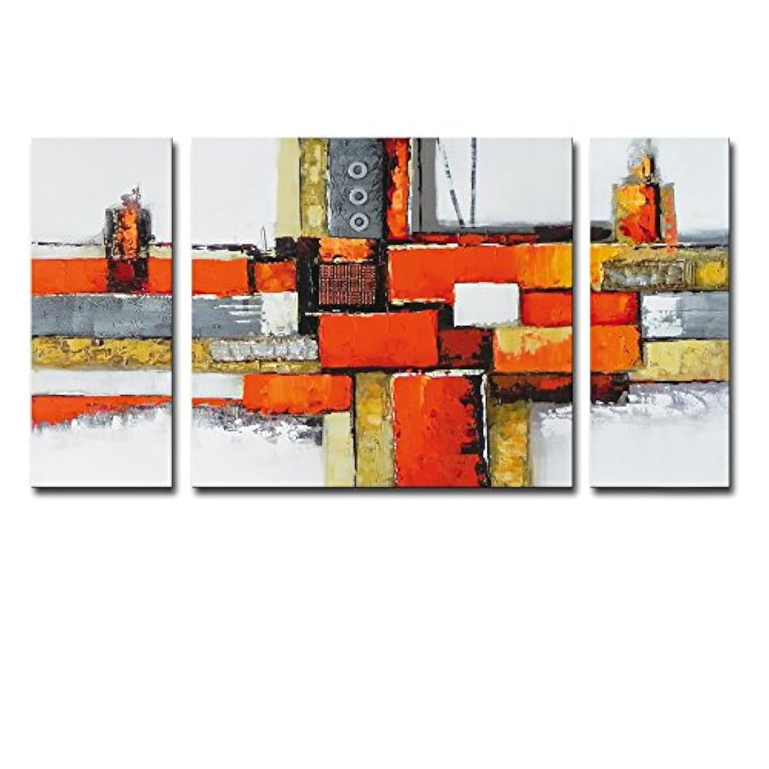 3 paneles pintados a mano al óleo abstractas