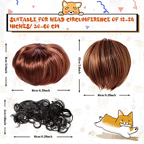 MTLEE 6 pelucas divertidas para perros, peluca de perro retro para mascotas, gafas de sol redondas para perros, disfraces de cosplay, accesorios para perros pequeños, para decoración de fiestas navideñas
