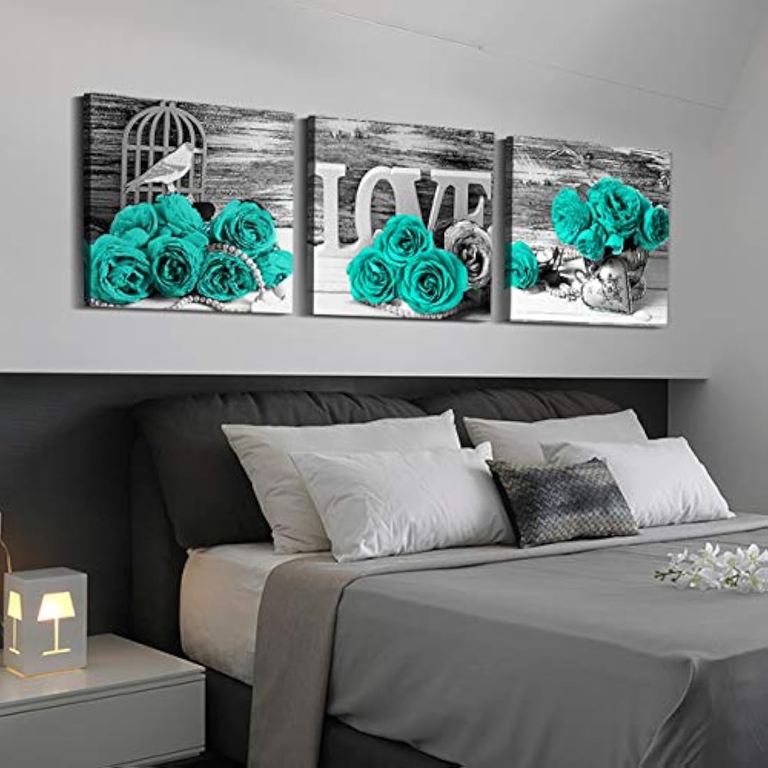 Decoración de pared con diseño de margaritas azules
