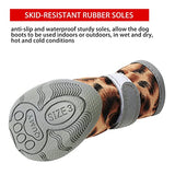QUMY - Botas para perros pequeños y cachorros, impermeables, para la nieve del invierno, con franja reflectante, suaves y cómodas, con suela de goma antideslizante, estilo leopardo, 4 unidades