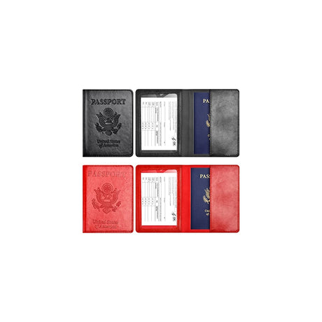Porta Documentos y Tarjetas para pasaporte con ranura rojo