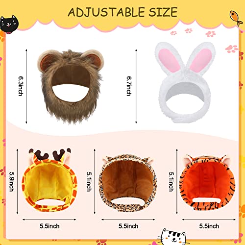5 piezas de sombrero de gato adorable disfraz de conejo con orejas divertido sombrero de gato de melena para gatos y perros pequeños, gatito, cachorro, accesorio para fiesta de disfraces