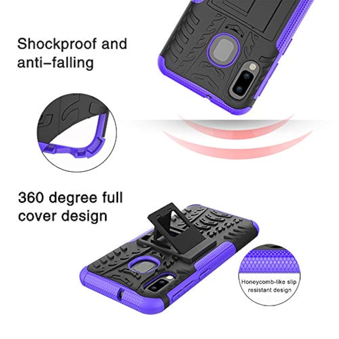 Yiakeng - Carcasa para Samsung Galaxy A10E, a prueba de golpes, con función atril, para Samsung Galaxy A10E, Azul