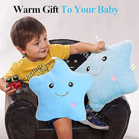 Peluche tipo Cojín con luz LED de estrella azul, de 14.0in