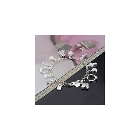 Pulseras y tobilleras de plata con 13 piezas colgantes