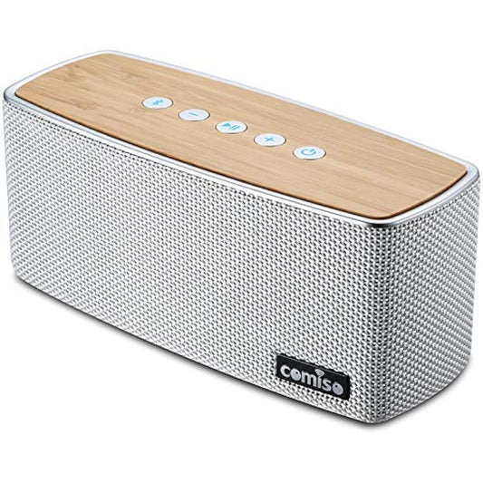 Altavoces Bluetooth COMISO, altavoz inalámbrico de 30 W de madera alta para el hogar y al aire libre, altavoz de subwoofer para sonido estéreo de graves súper bajos, Bluetooth V4.2 de 100 pies y 12H tiempo de reproducción