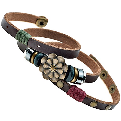 Pulsera de abrigo con botón a presión de flor de loto