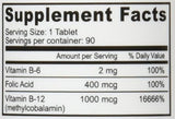 Comprimidos Vegan B12 Fast Dissolve, 90 tabletas (1 paquete)