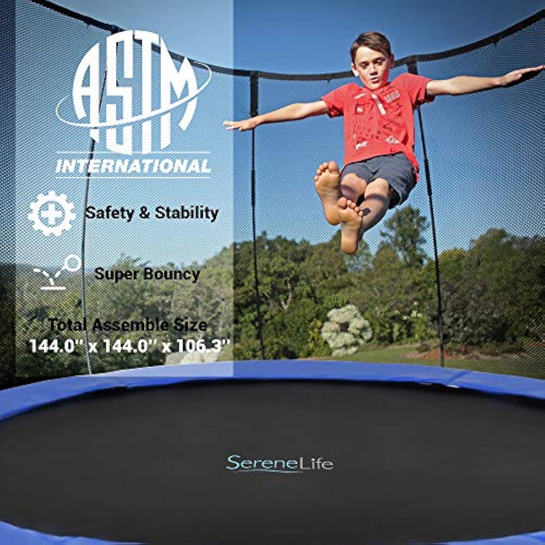 Trampolín para niños de patio trasero SERENELIFE ‎SLTRA8BL