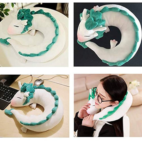 Almohada con forma de dragón en forma de U de felpa