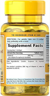 Puritan 's Pride Vitamina E-400 IU 100% natural-100 softgels