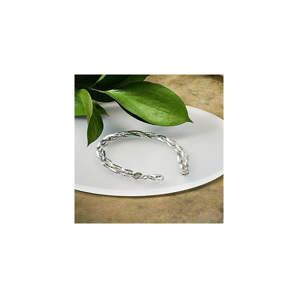 Pulseras  trenzada de plata de ley italiana