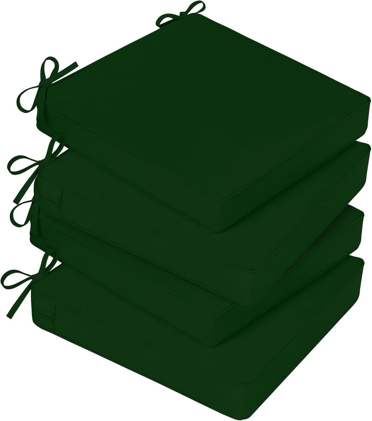Basic Beyond Cojines para sillas de exterior para muebles de patio, impermeables, juego de 4 cojines de asiento de exterior de 19 x 19 pulgadas, cojines para sillas de patio con lazos y asa, verde