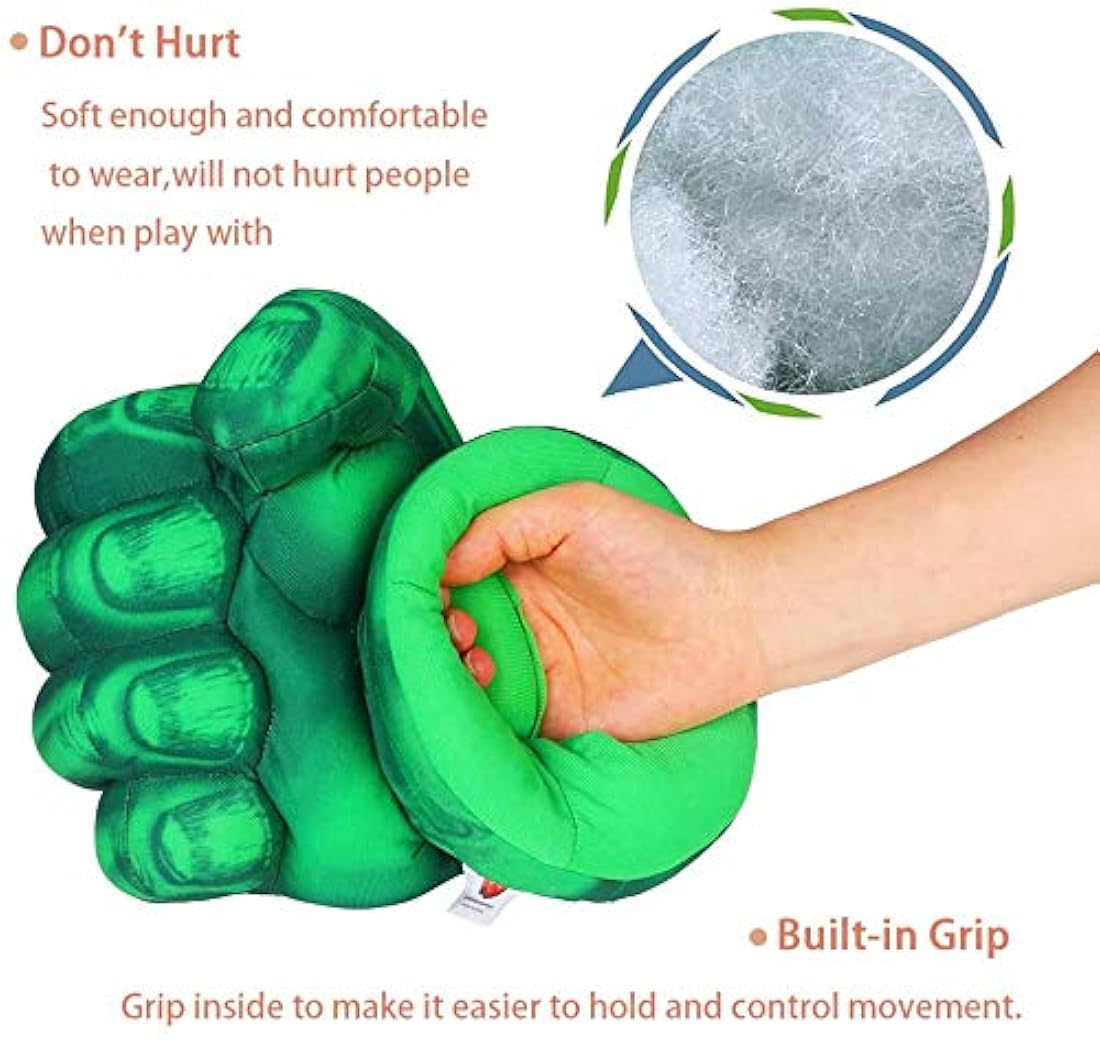 Peluche de guantes de Hulk color verde 11.8x 7.8 in.NuGeriAZ