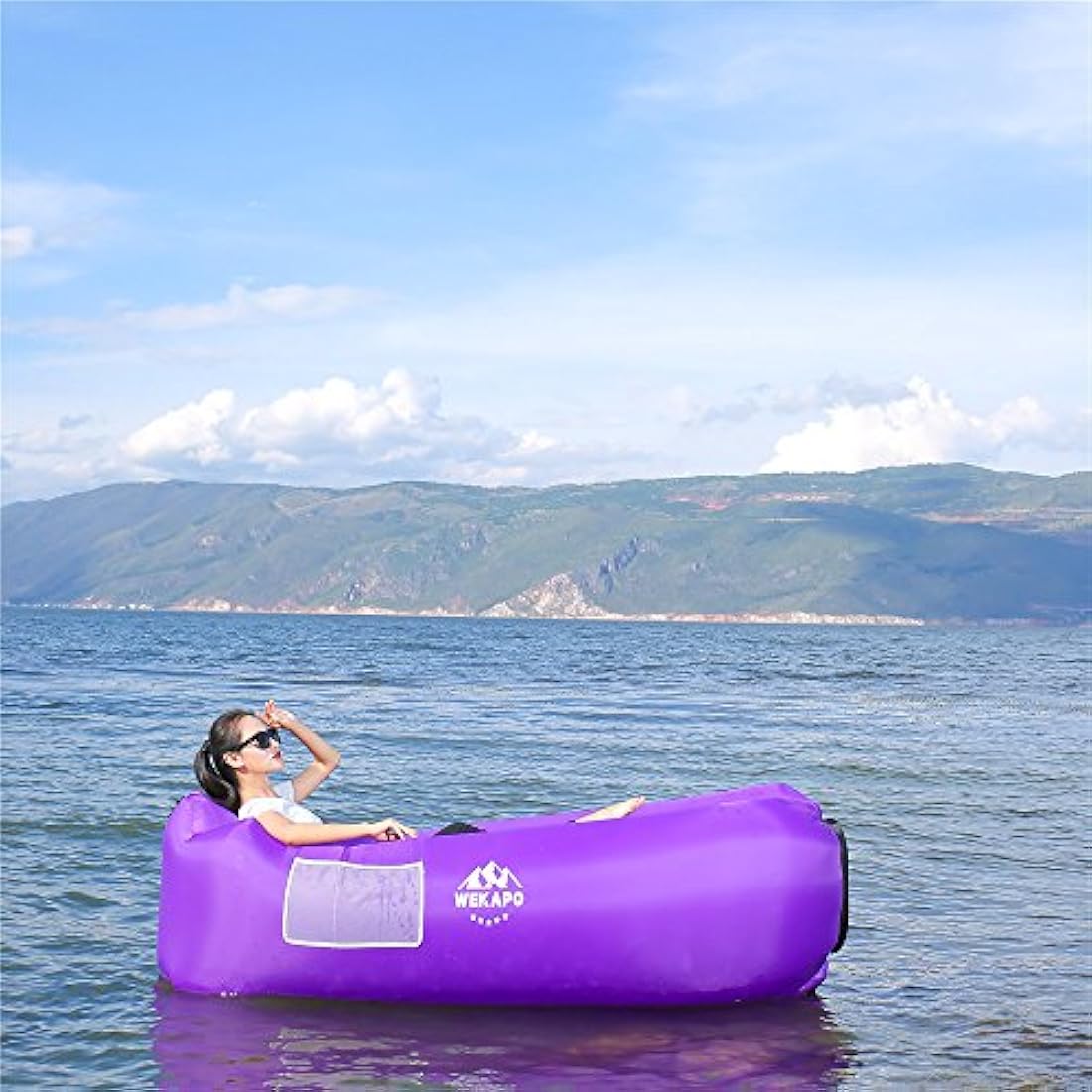 WEKAPO Tumbona inflable de aire sofá hamaca, portátil