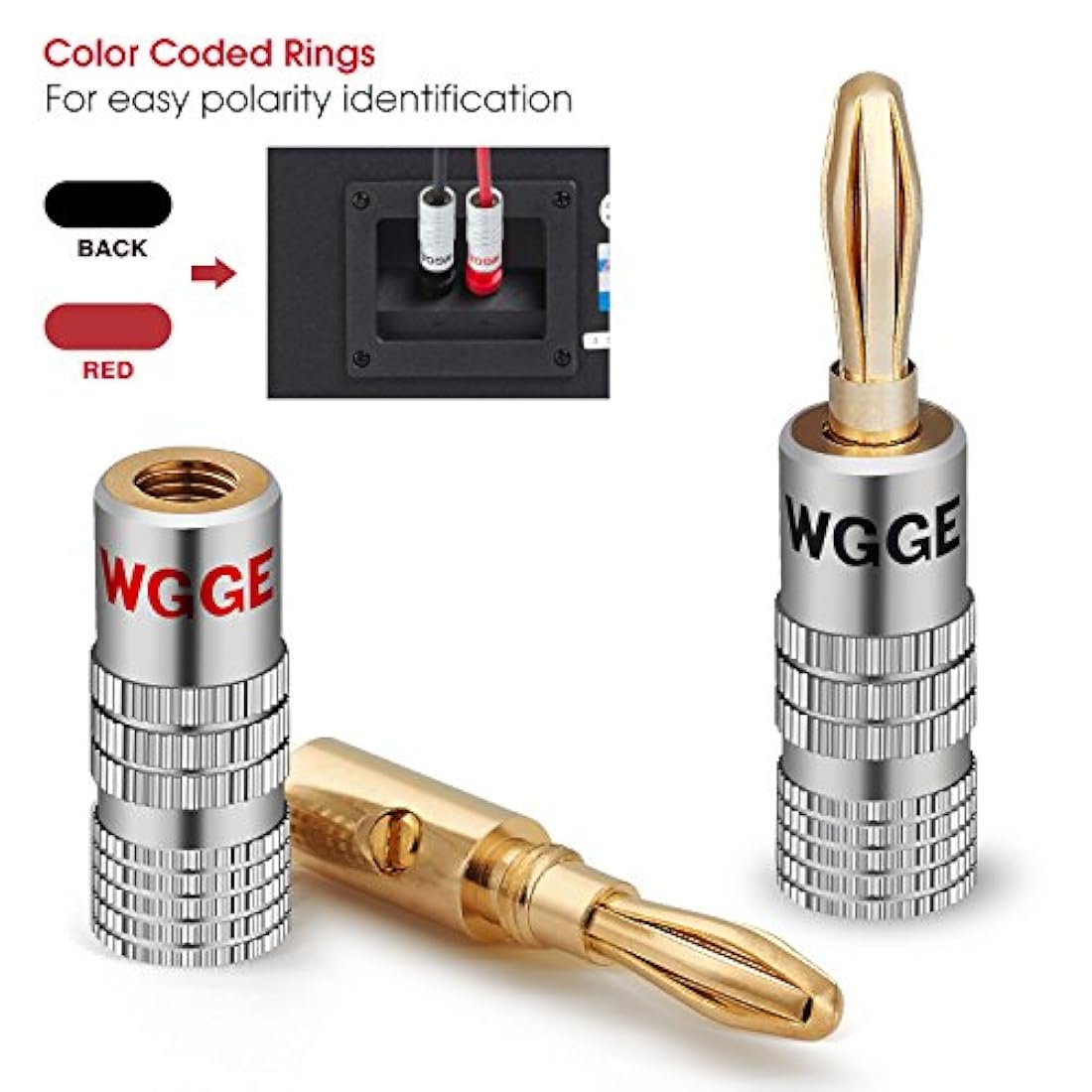 WGGE WG-009 - Conector de audio con clavijas banana